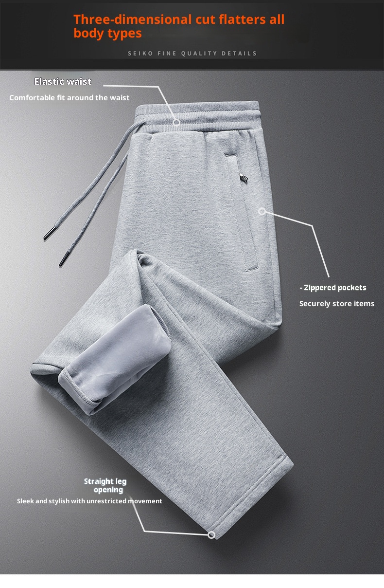 Pantaloni sportivi caldi da uomo, larghi, in cotone, di grandi dimensioni, casual, da ragazzo, autunno inverno, foderati in pile, semplici pantaloni della tuta di colore solido_voghion.com