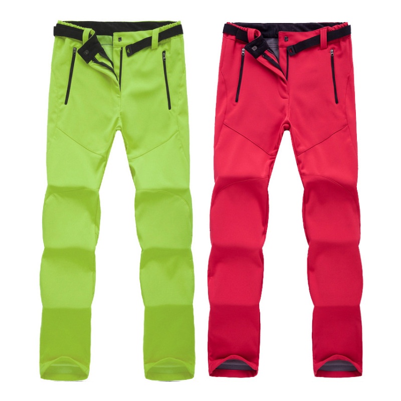 001 Men's Autumn Winter Waterproof Breathable Warm Ski Women Outdoor Thickened Couple Softshell Pants_voghion.com