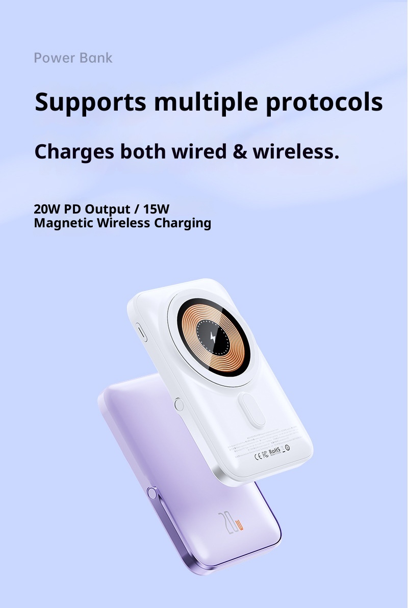 techglobe New Transparent Magnetic Wireless Power Bank 10000mAh Fast Charging Large Capacity Ultra-thin Portable Charger_voghion.com