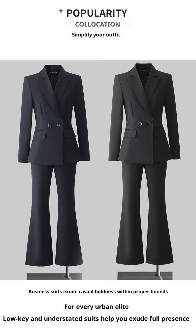 ChicShe Women's Suit Set Professional Formal Wear For College Students, Civil Service Exam, Interview, Workwear, High-End Black_voghion.com