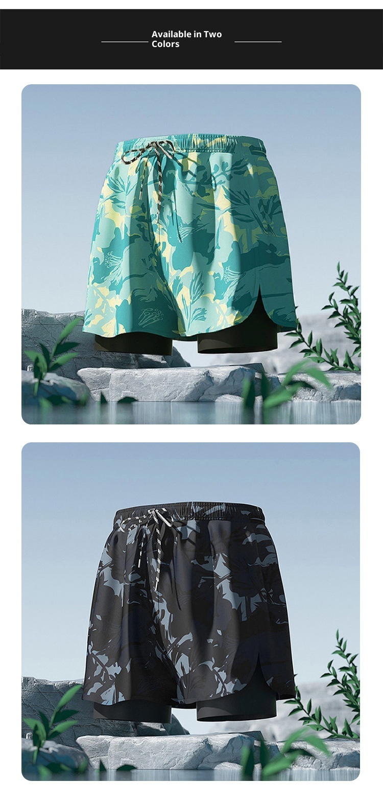 001 Adult Trunks Men's Quick-Drying Large Size Ai-Embarrassme New Professional Double-Layer Three-Poi Swimming_voghion.com