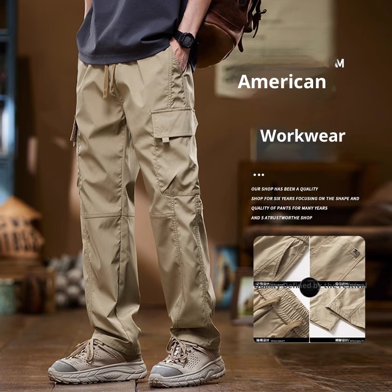 Pantalón cargo retro americano para hombre, estilo urbano, de moda, largo, casual, de marca, primavera/otoño._voghion.com