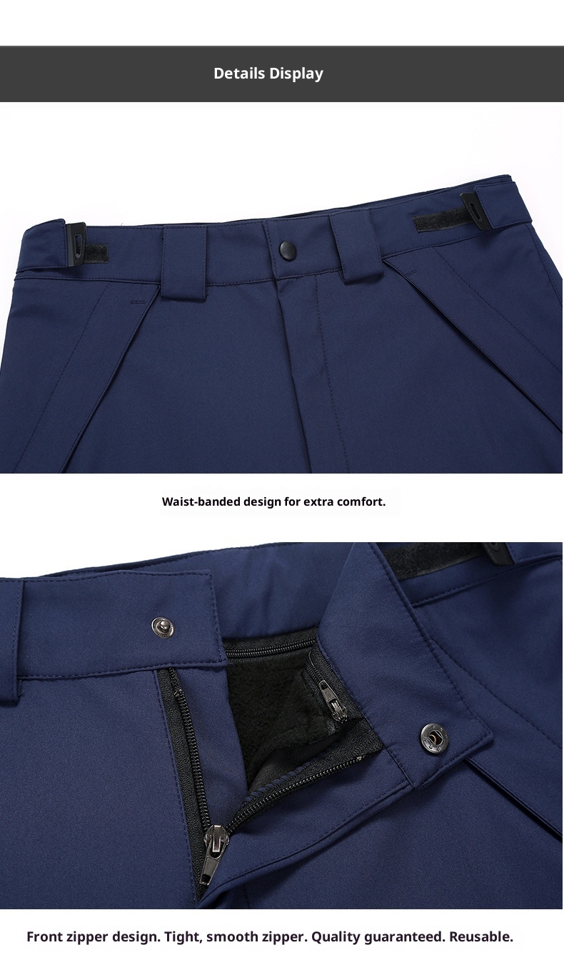 001 Outdoo Wholesale Autumn Winte In Stock Lined Thickened Unisex Two-Piece Set Softshell Pants With Removable Fleece_voghion.com