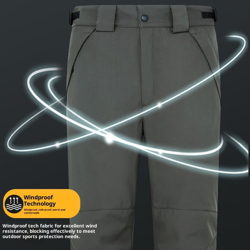 001 Outdoo Wholesale Autumn Winte In Stock Lined Thickened Unisex Two-Piece Set Softshell Pants With Removable Fleece_voghion.com