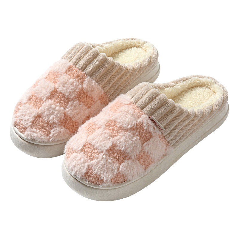 Zees Autumn Thick Sole Plush For Women Indoor Home Simple Warm Lightweight Maternity Winter Cotton Slippers_voghion.com