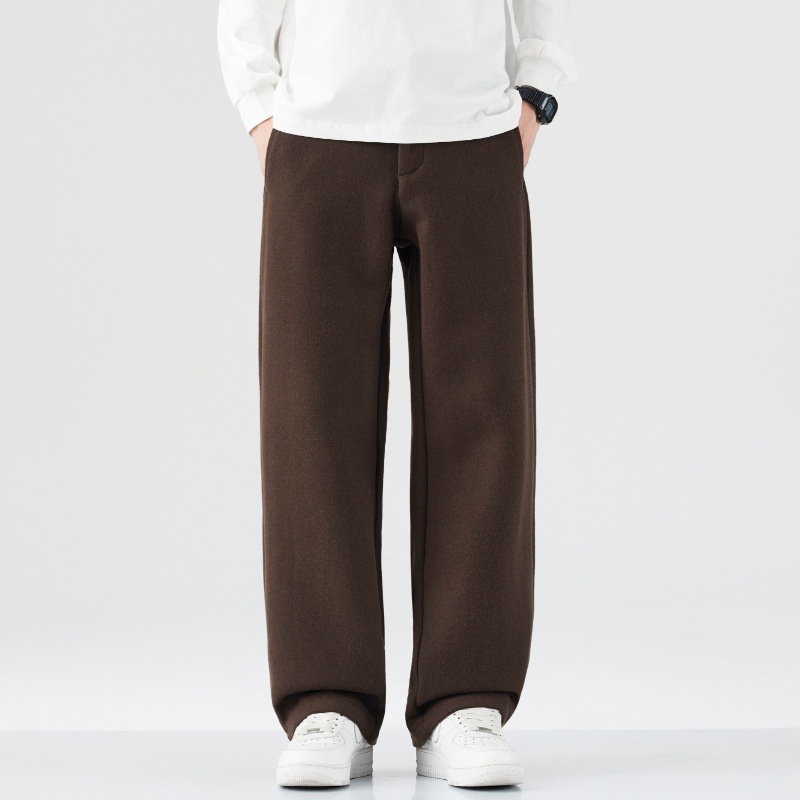 Boy Muqiu Kleidung | Herbst/Winter Neue amerikanische Retro-Wollhose für Herren, lockere, gerade geschnittene lange Hose, ideal für Pendler_voghion.com