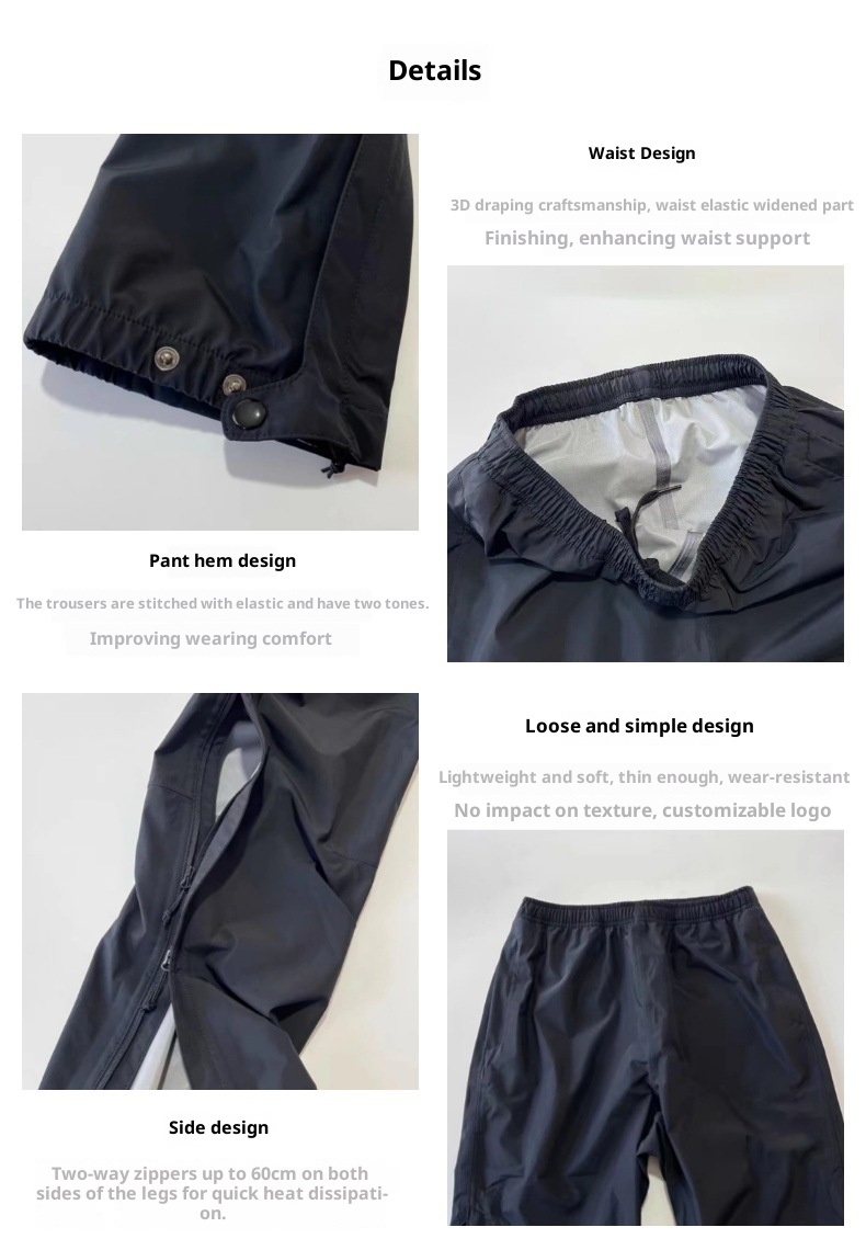 001 Outdoor Heavy Softshell Pants Side Zipper 3L Comparable To GTX Fully Coated Hard Shell Rainproof Breathable Stowable_voghion.com