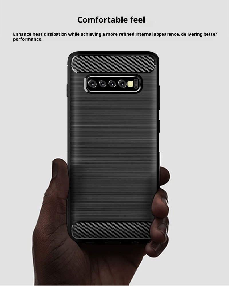 TechGlobe Custodia protettiva antiurto in fibra di carbonio spazzolata adatta per telefono Samsung S10 Plus_voghion.com