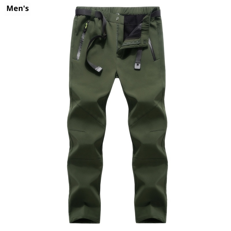 001 Group Purchase Outdoor Softshell Men Fleece Lined Thickened Winter Windproof Waterproof Warm Coldproof Hiking Ski Pants_voghion.com