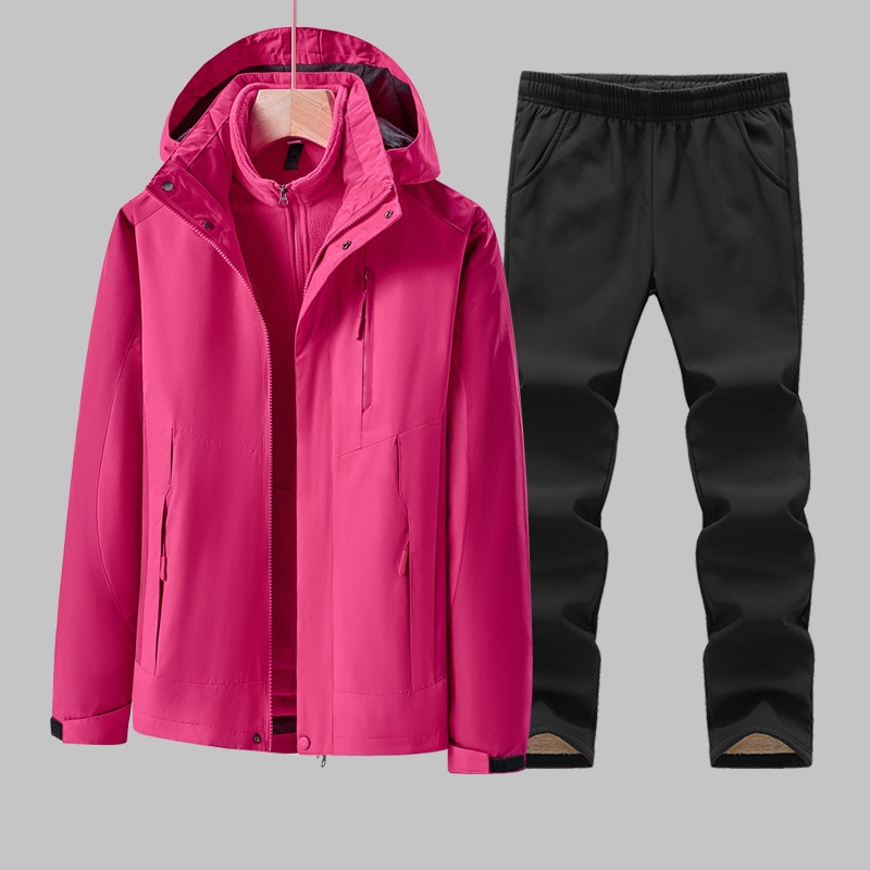 001 Outdoor Jacket Women Three-in-One Suit Men Fleece-Lined Thickened Detachable Two-Piece Set Warm Windproof Plu Size_voghion.com