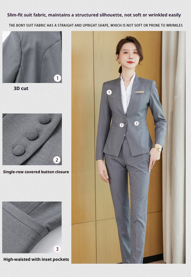 ChicShe Completo da donna formale professionale di alta gamma per gioielleria, reception, hotel, responsabile della reception, abbigliamento da lavoro, gilet primaverile_voghion.com
