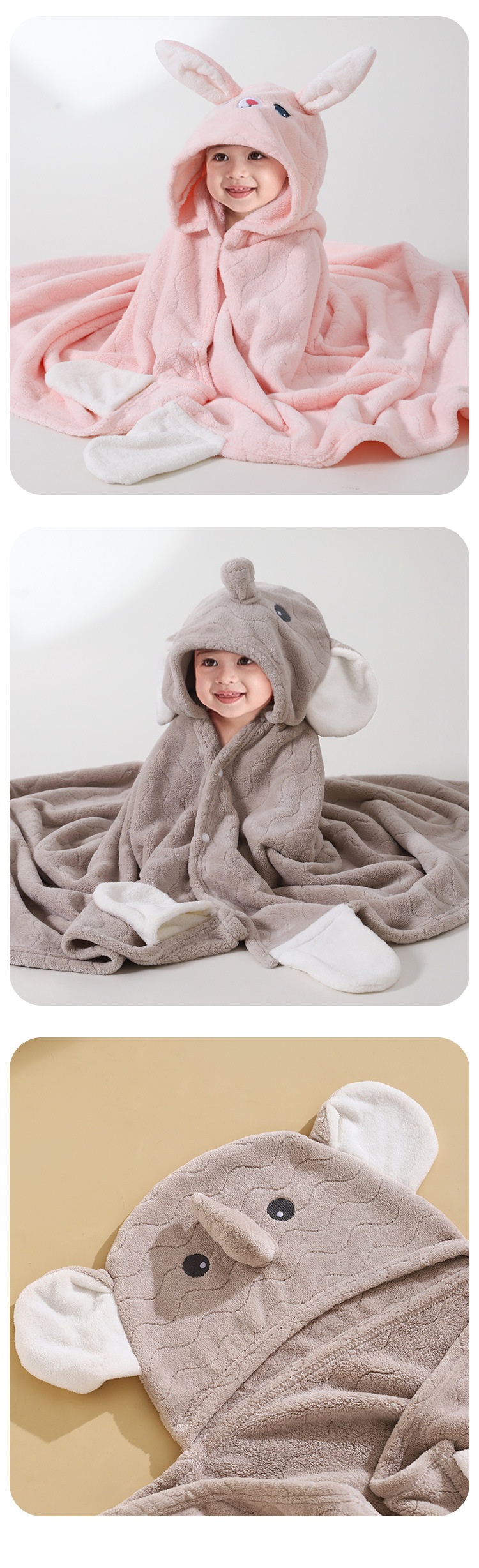 Toalla de baño transfronteriza Lillian, clase A, de forro polar coral, capa infantil con dibujos animados, capa con capucha ponible y envolvente_voghion.com