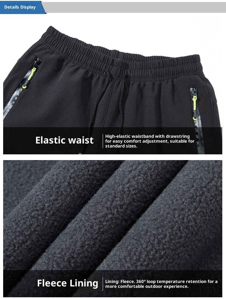 001 Outdoor Couple's Softshell Pants For Men Women, Autumn And Winter Fleece-Lined, Thickened, Waterproof, Windproof,_voghion.com