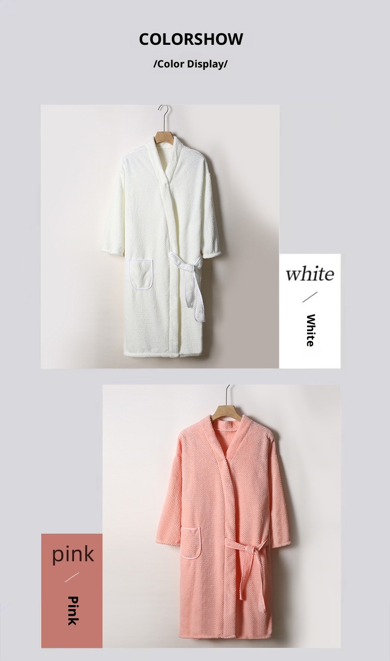 Gonna da bagno Lillian Towel, autunno inverno, unisex, in pile corallo, con maniche a griglia di ananas, extra lunga, spessa, ampia, accappatoio_voghion.com