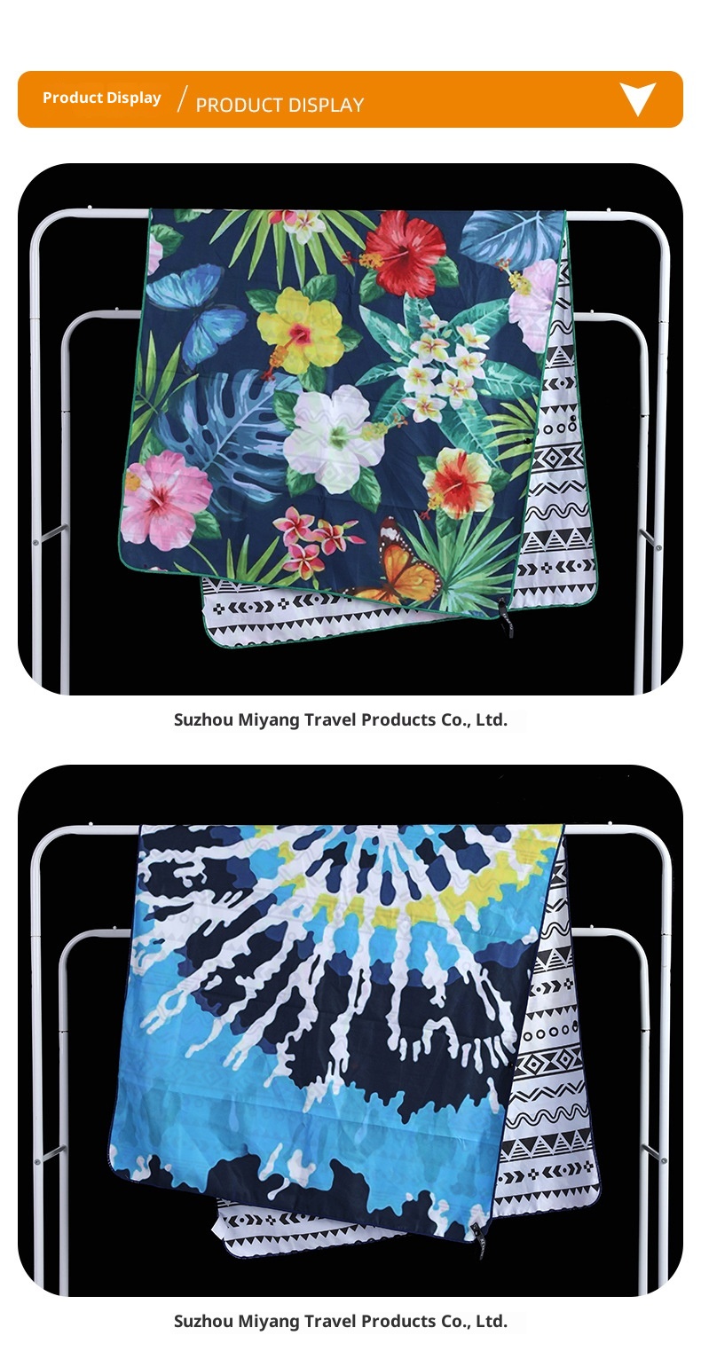 Lillian Doppelseitiges Fleece-Mikrofaser-Strandhandtuch, Sport-, Schwimm- und Badehandtuch, schnelltrocknend, bedrucktes Design_voghion.com