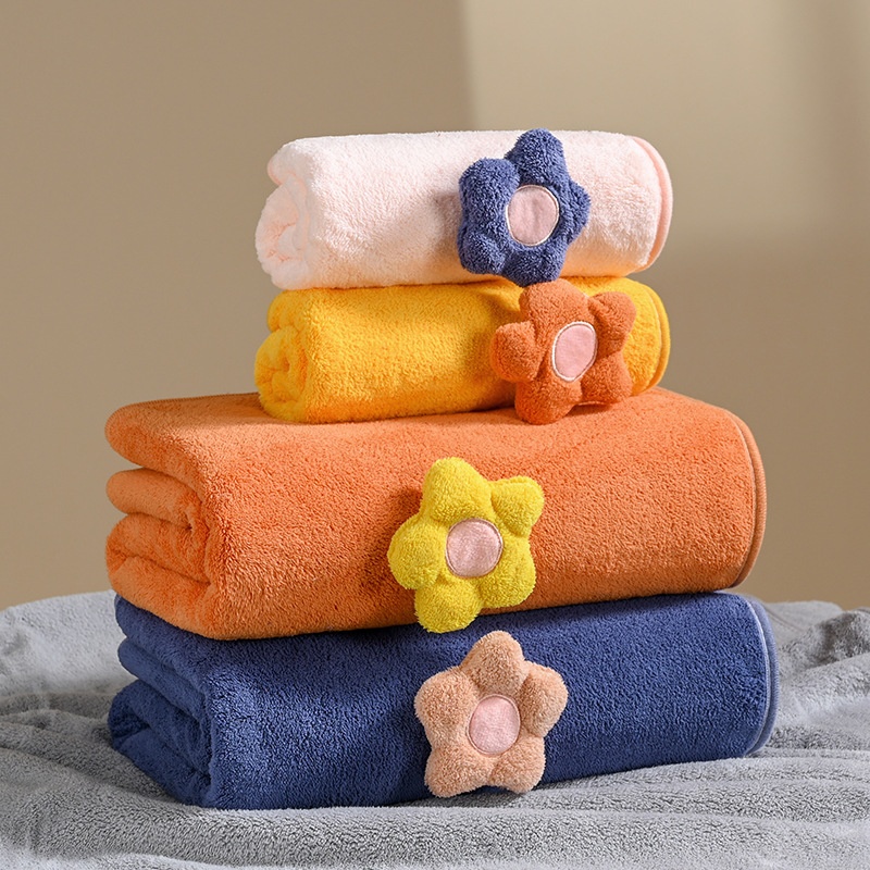 Lillian New Coral Fleece Bath Set Flower Household Face Thickened Absorbent Gift Towel Wholesale_voghion.com