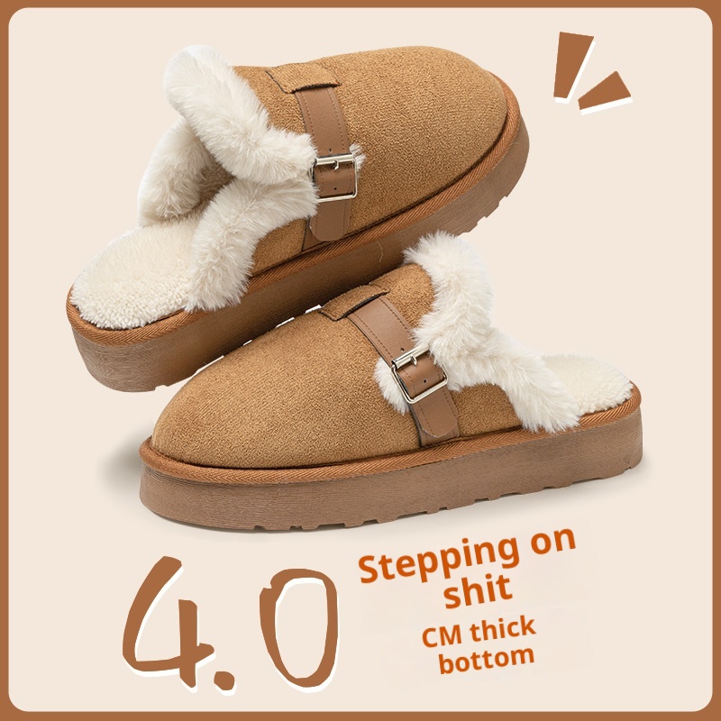 Zees New Winter Furry Women, Outdoor Wear, Home Slippers, Warm Plush Cotton Slippers For Men And Women_voghion.com