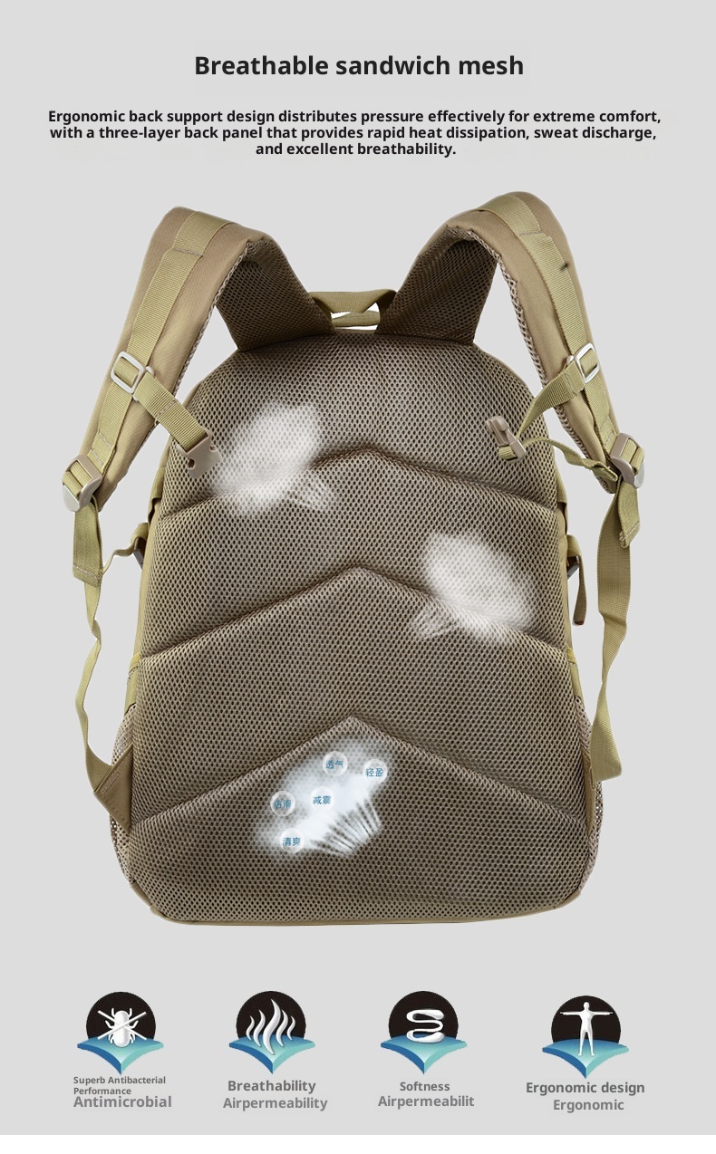 Sac à dos ActiveGo Lupu, camouflage militaire, imperméable, grande capacité, pour le sport, les activités de plein air et les voyages. Idéal pour les loisirs et les activités tactiques._voghion.com