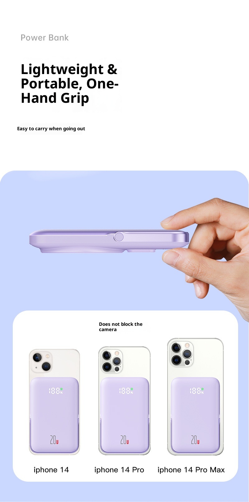 techglobe New Transparent Magnetic Wireless Power Bank 10000mAh Fast Charging Large Capacity Ultra-thin Portable Charger_voghion.com