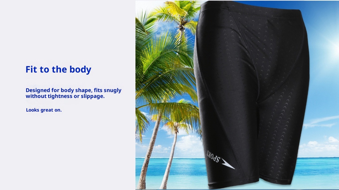001 Cross-Border Swim Trunks Sports Quick-Dry Anti-Embarrassment Adult Foreign Trade Men's Beach Vacation Five-Point_voghion.com