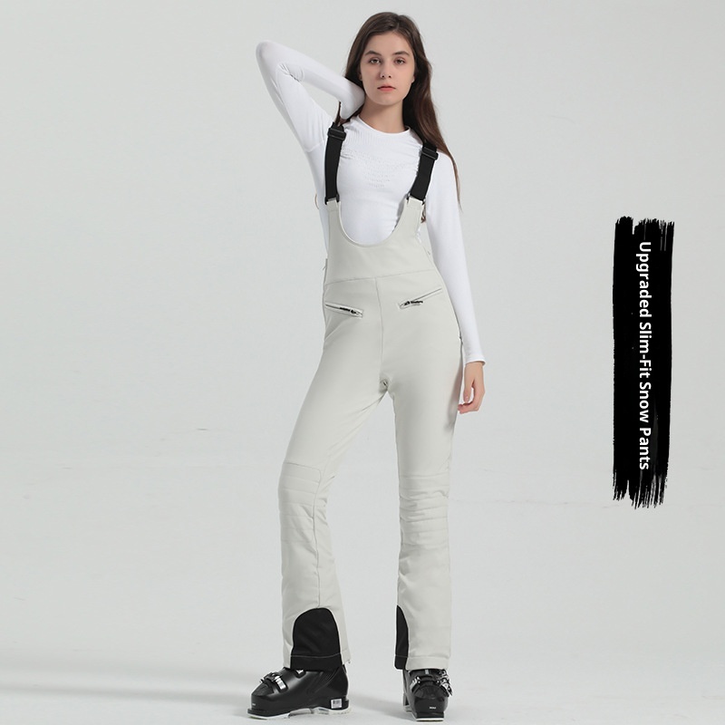 001 Nieuwe damesski met banden, dubbel board, cross-border, rekbaar, slim fit, winddicht, waterdicht, outdoor zwart warm_voghion.com