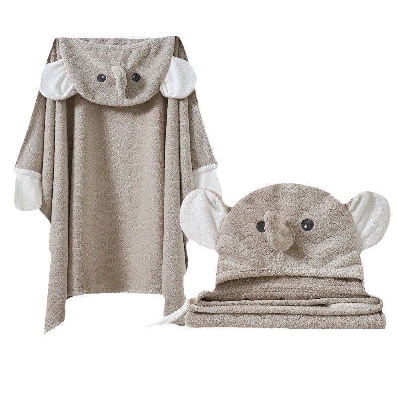 Toalla de baño transfronteriza Lillian, clase A, de forro polar coral, capa infantil con dibujos animados, capa con capucha ponible y envolvente_voghion.com