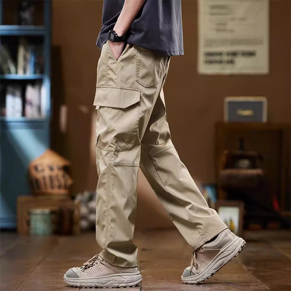 Pantalón cargo retro americano para hombre, estilo urbano, de moda, largo, casual, de marca, primavera/otoño._voghion.com