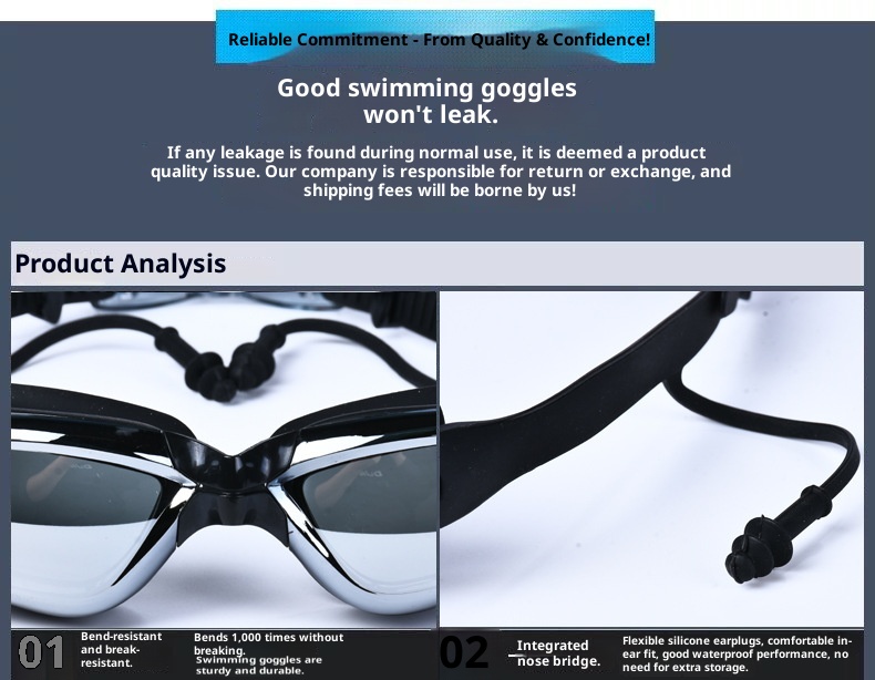 001 Goggles Cap Set Equipment Swim Trunks Boxer Hot Spring Pants Plus Size Loose Men's Adult Swimwear_voghion.com