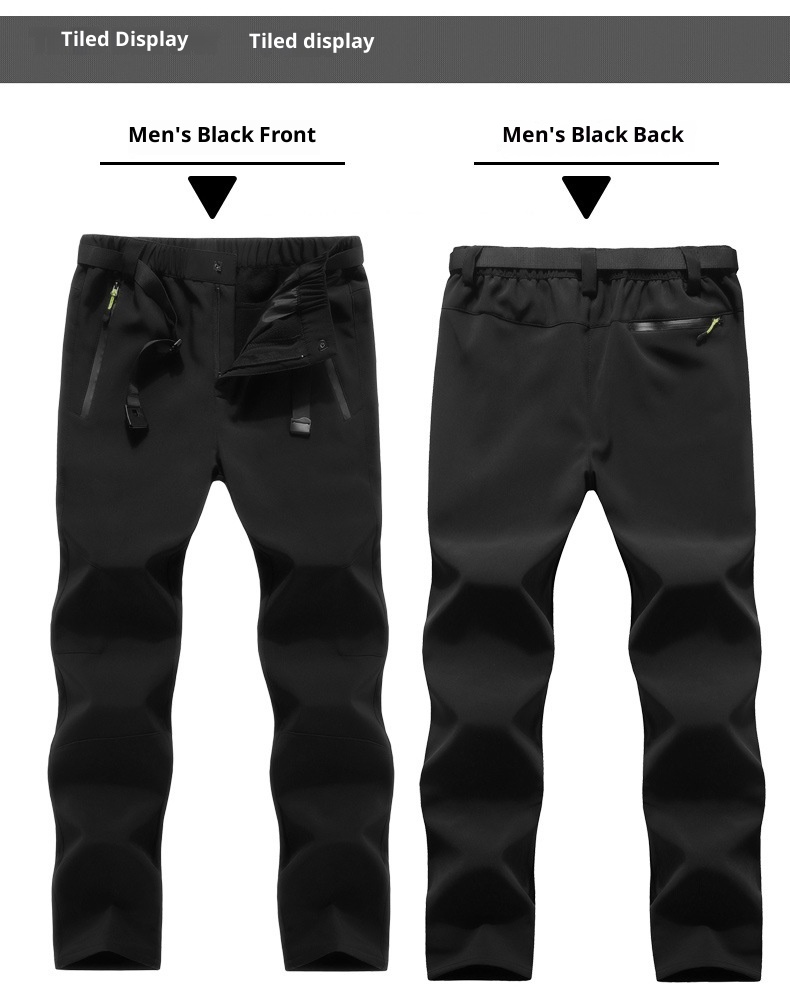001 Group Purchase Outdoor Softshell Men Fleece Lined Thickened Winter Windproof Waterproof Warm Coldproof Hiking Ski Pants_voghion.com