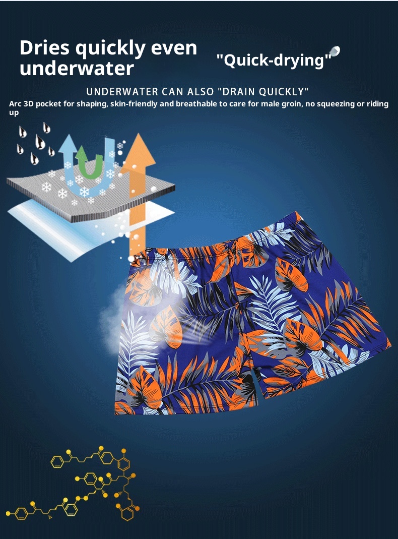 001 Adult Men's New Beach Swimming Pool Hot Spring Fashion Printed Comfortable Breathable Milk Silk Swim Trunks_voghion.com