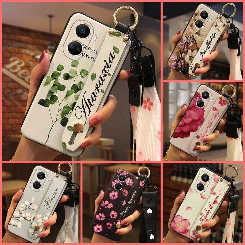 TechGlobe Compatible With IPhone Samsung Phone Case Oppo Floral Wrist Strap Texture Vivo Retro Trendy Xiaomi Shockproof Huawei_voghion.com