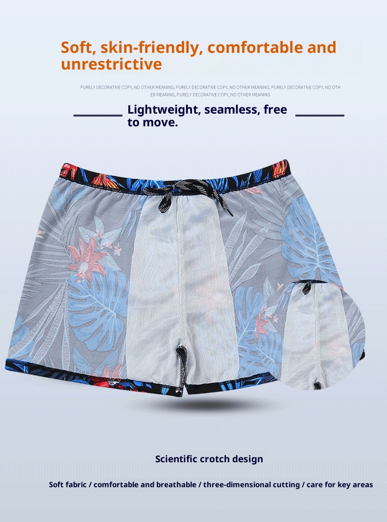 001 Adult Men's New Beach Swimming Pool Hot Spring Fashion Printed Comfortable Breathable Milk Silk Swim Trunks_voghion.com
