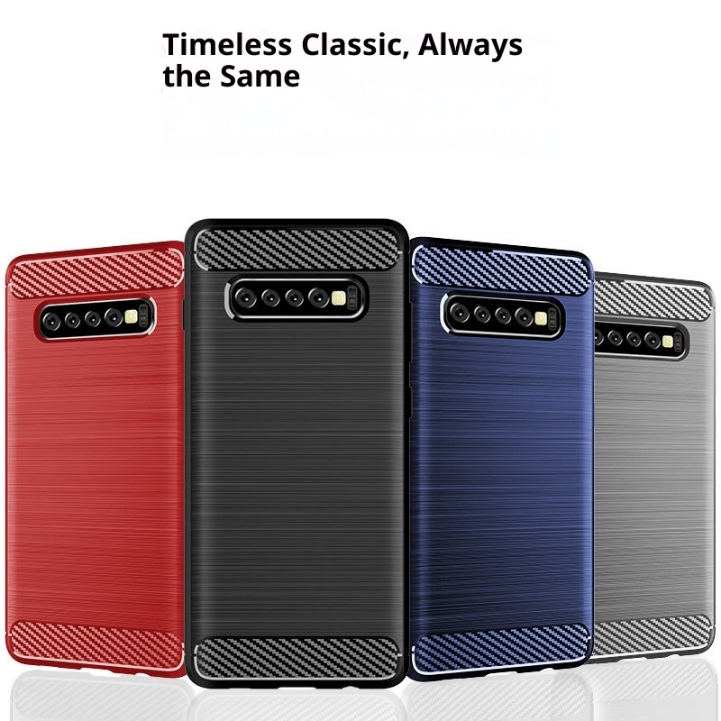 TechGlobe Custodia protettiva antiurto in fibra di carbonio spazzolata adatta per telefono Samsung S10 Plus_voghion.com