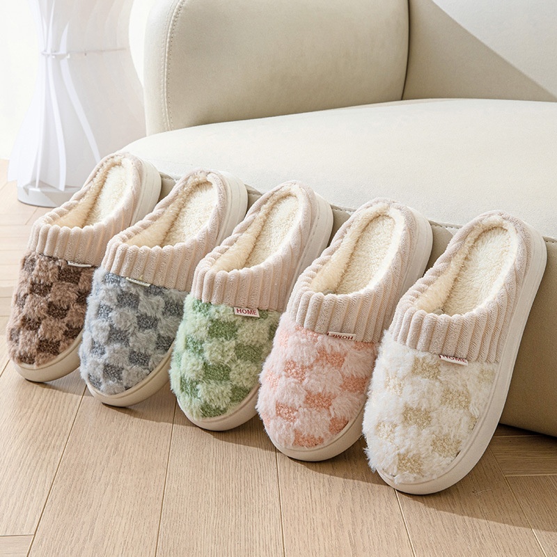 Zees Autumn Thick Sole Plush For Women Indoor Home Simple Warm Lightweight Maternity Winter Cotton Slippers_voghion.com