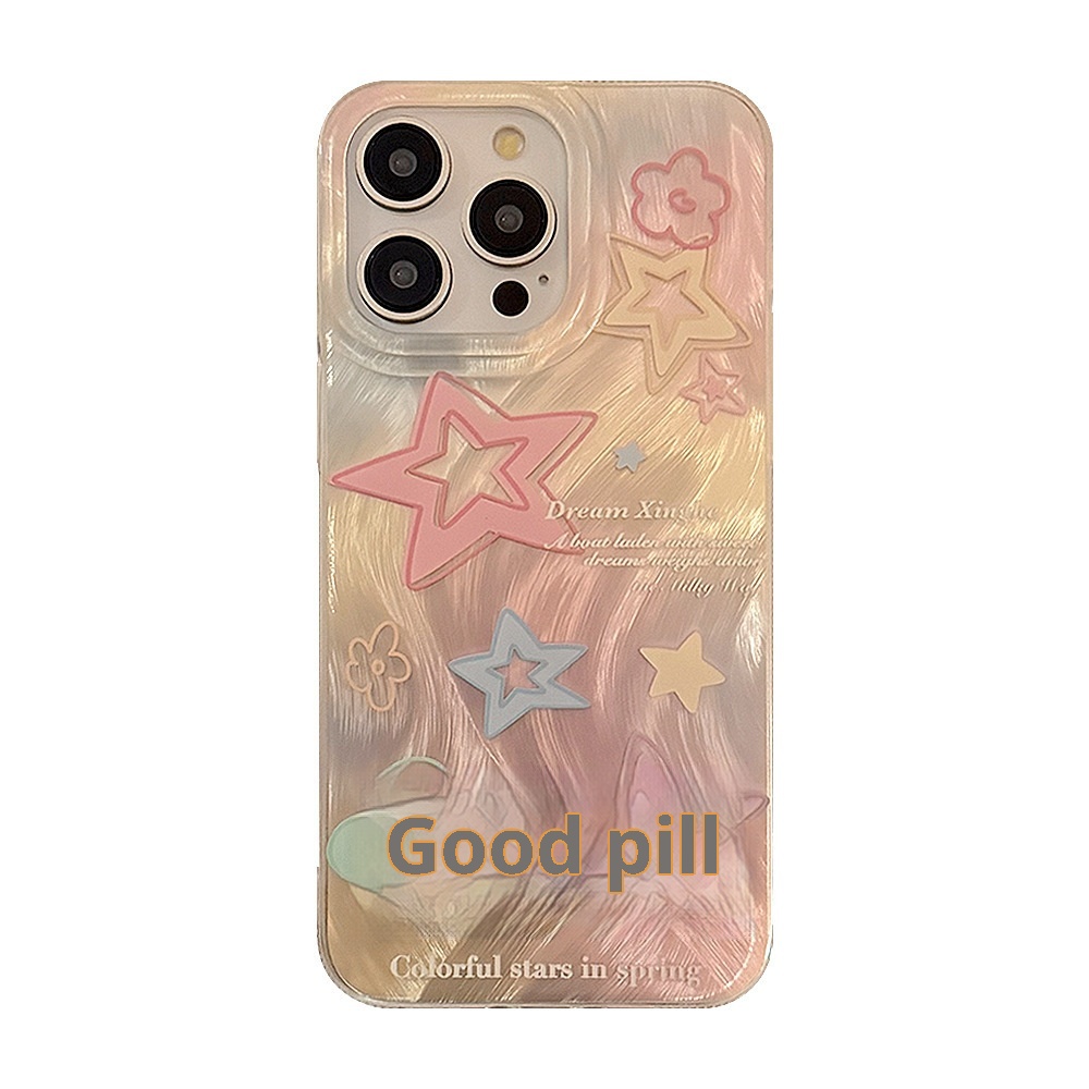 TechGlobe Kompatible Handyhülle mit 15 Feather Gauze iPhone 13 Gradient Colorful Stars 12 Koreanischer Stil 14 Pro Max 11_voghion.com