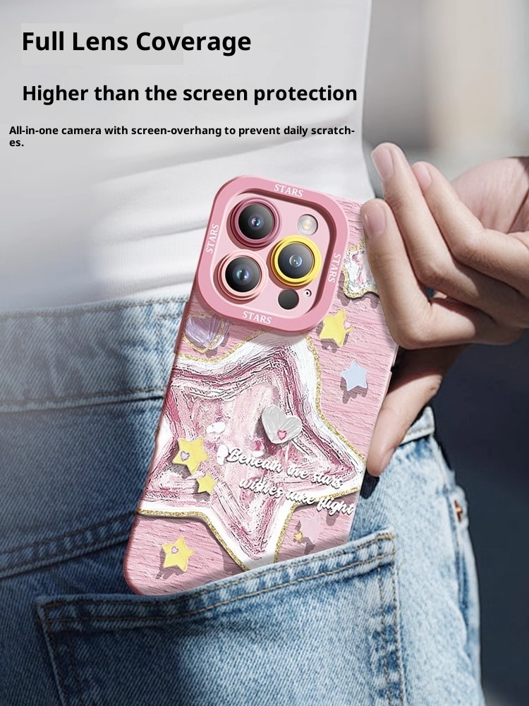 TechGlobe Oil Painting Star Compatible With 16 Phone Case IPhone 15 Max New Wrist Strap Stand 14 Painted 13 Pro_voghion.com