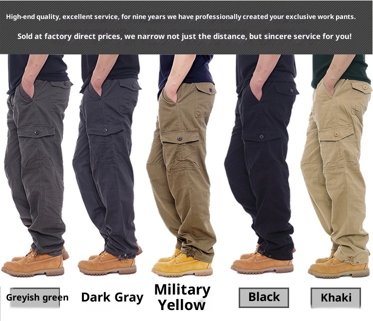 boy Spring And Autumn Multi-Pocket Outdoor Cargo Men's Trendy Loose Straight Large Size Long Hiking Casual Softshell Pants_voghion.com