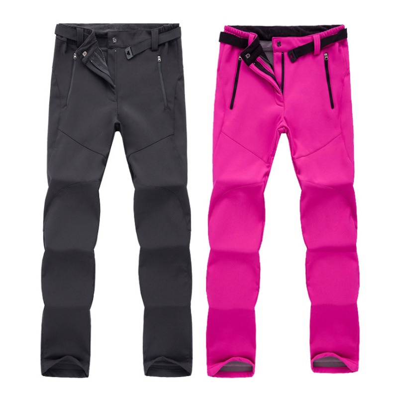 001 Men's Autumn Winter Waterproof Breathable Warm Ski Women Outdoor Thickened Couple Softshell Pants_voghion.com