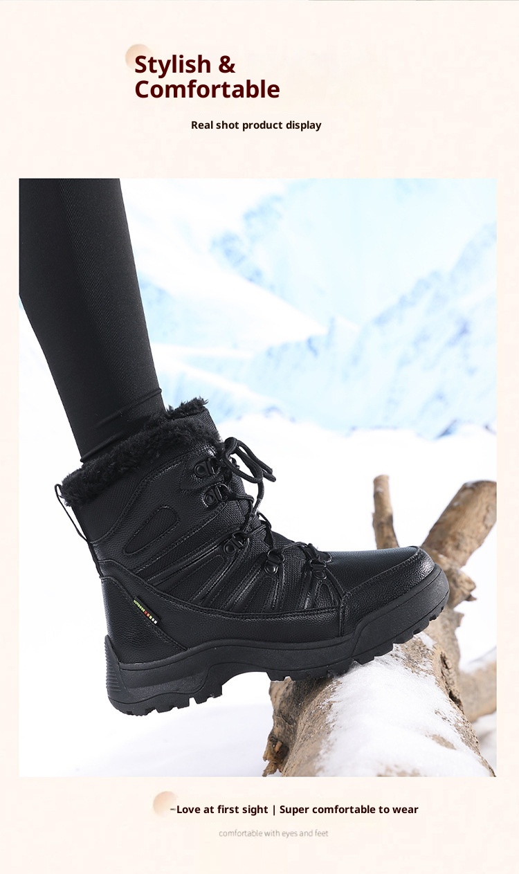 Bottes de neige ActiveGo pour hommes, doublées en polaire, chaudes et en coton, coupe-vent, à lacets, résistantes à l'usure, pour l'extérieur._voghion.com