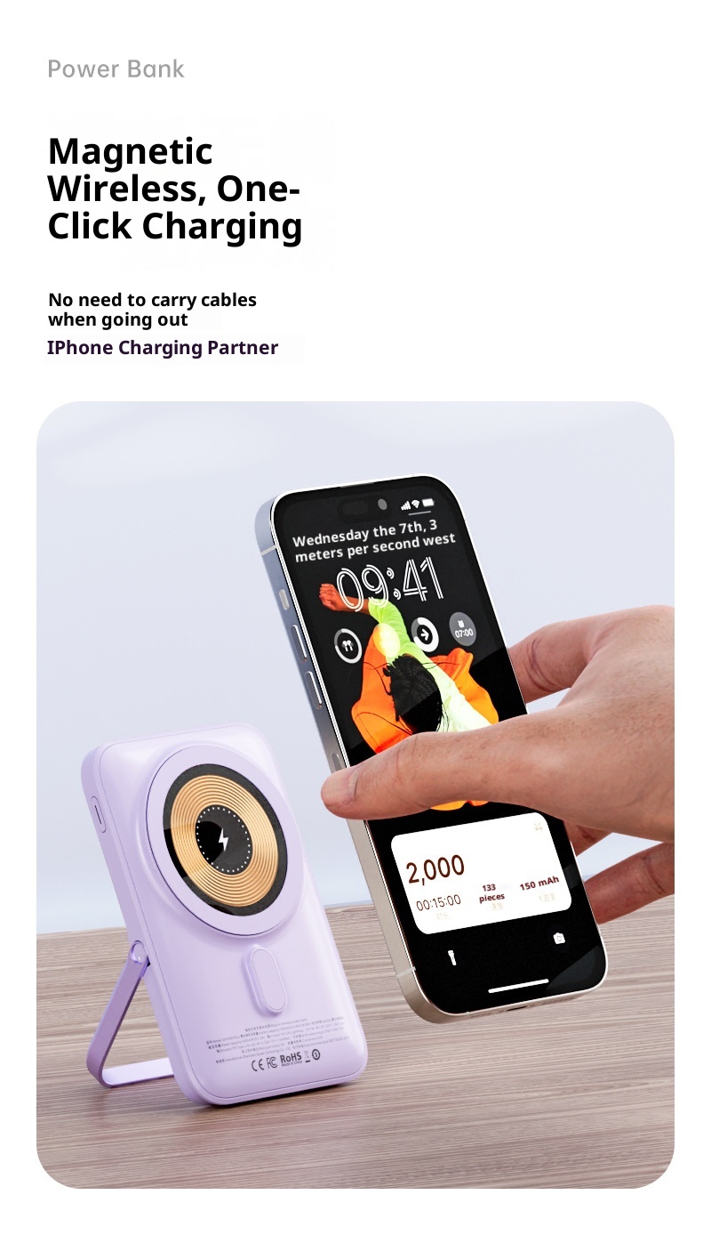 techglobe New Transparent Magnetic Wireless Power Bank 10000mAh Fast Charging Large Capacity Ultra-thin Portable Charger_voghion.com