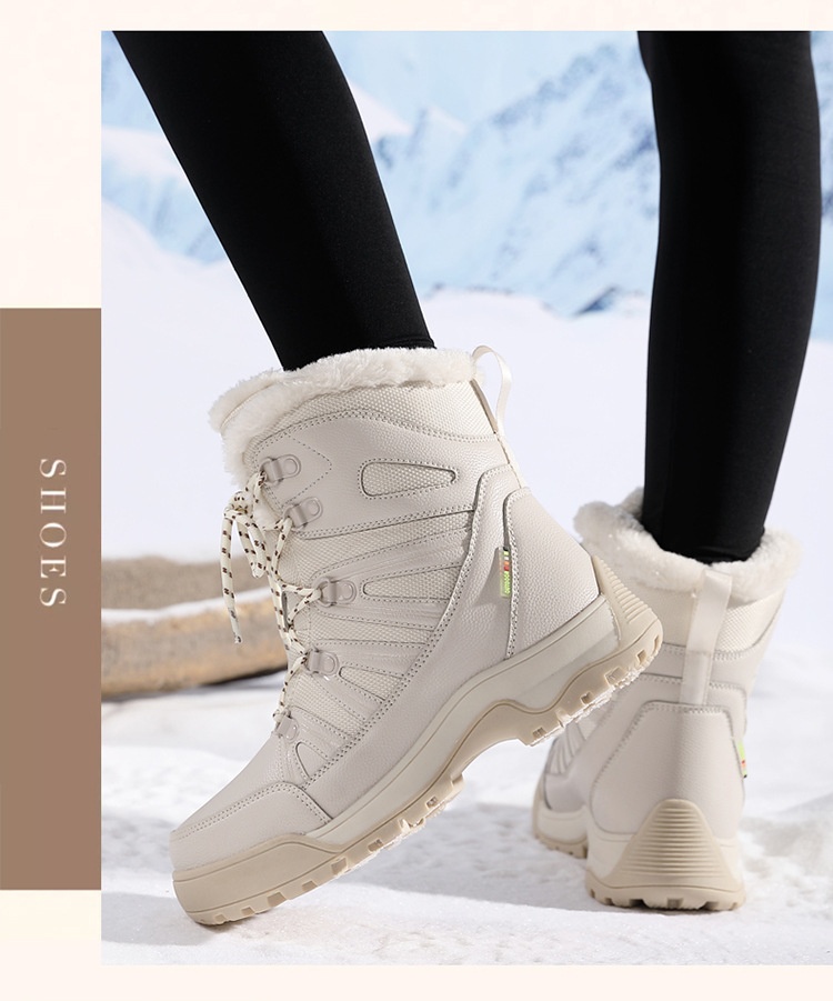 Bottes de neige ActiveGo pour hommes, doublées en polaire, chaudes et en coton, coupe-vent, à lacets, résistantes à l'usure, pour l'extérieur._voghion.com