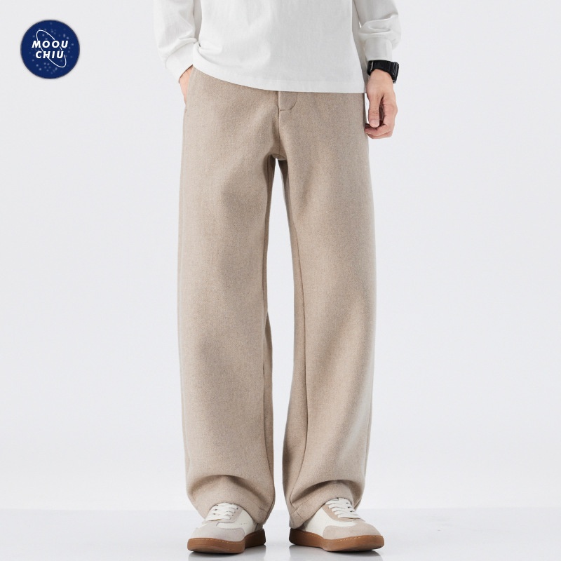 Boy Muqiu Kleidung | Herbst/Winter Neue amerikanische Retro-Wollhose für Herren, lockere, gerade geschnittene lange Hose, ideal für Pendler_voghion.com