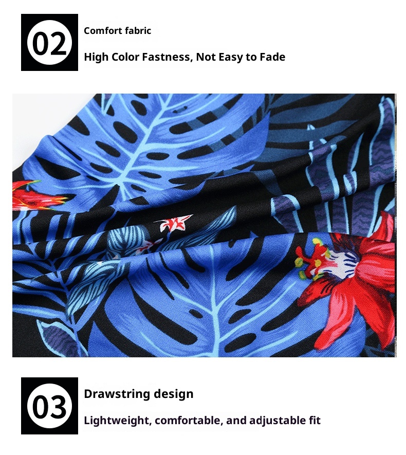 001 Adult Men's New Beach Swimming Pool Hot Spring Fashion Printed Comfortable Breathable Milk Silk Swim Trunks_voghion.com