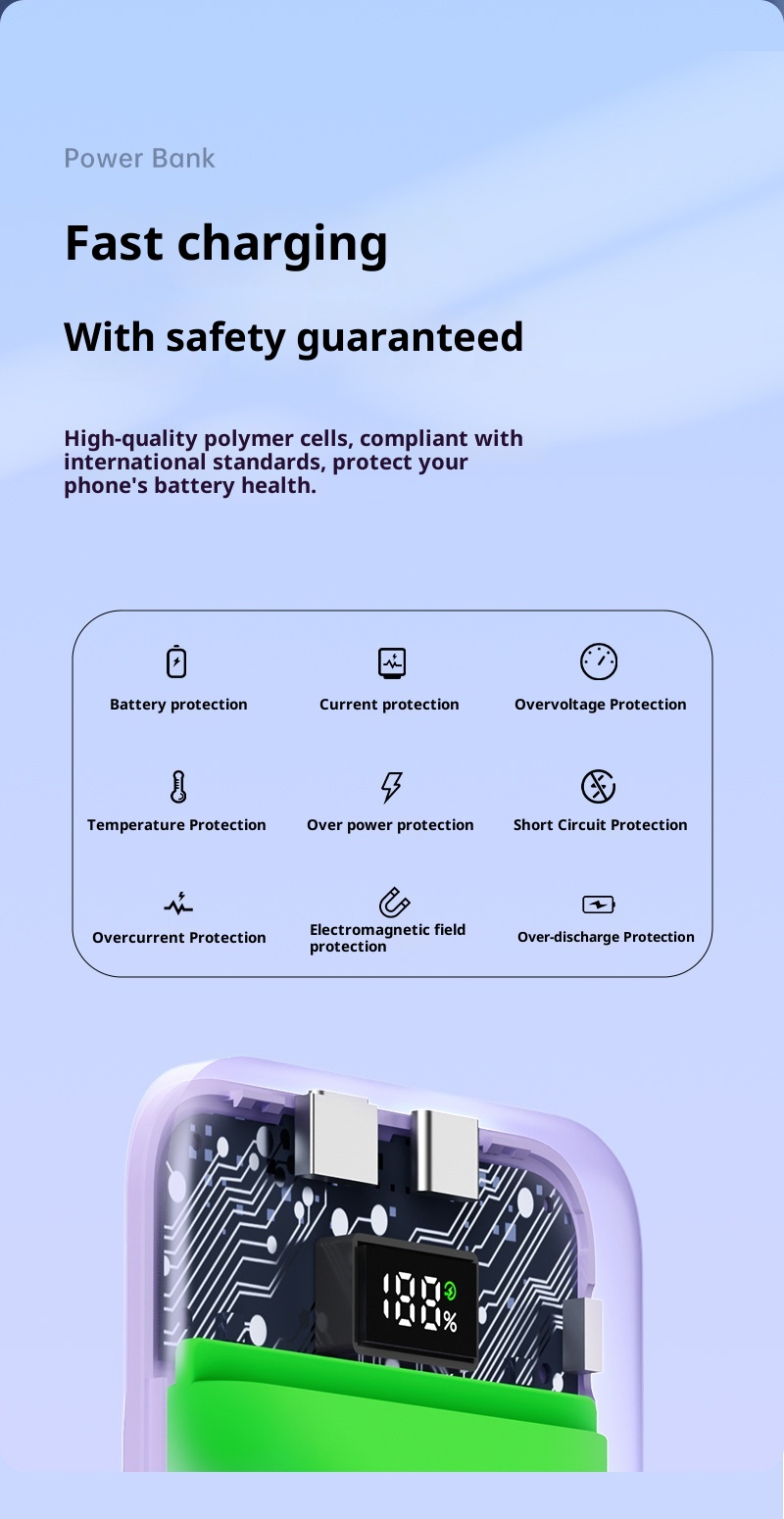 techglobe New Transparent Magnetic Wireless Power Bank 10000mAh Fast Charging Large Capacity Ultra-thin Portable Charger_voghion.com