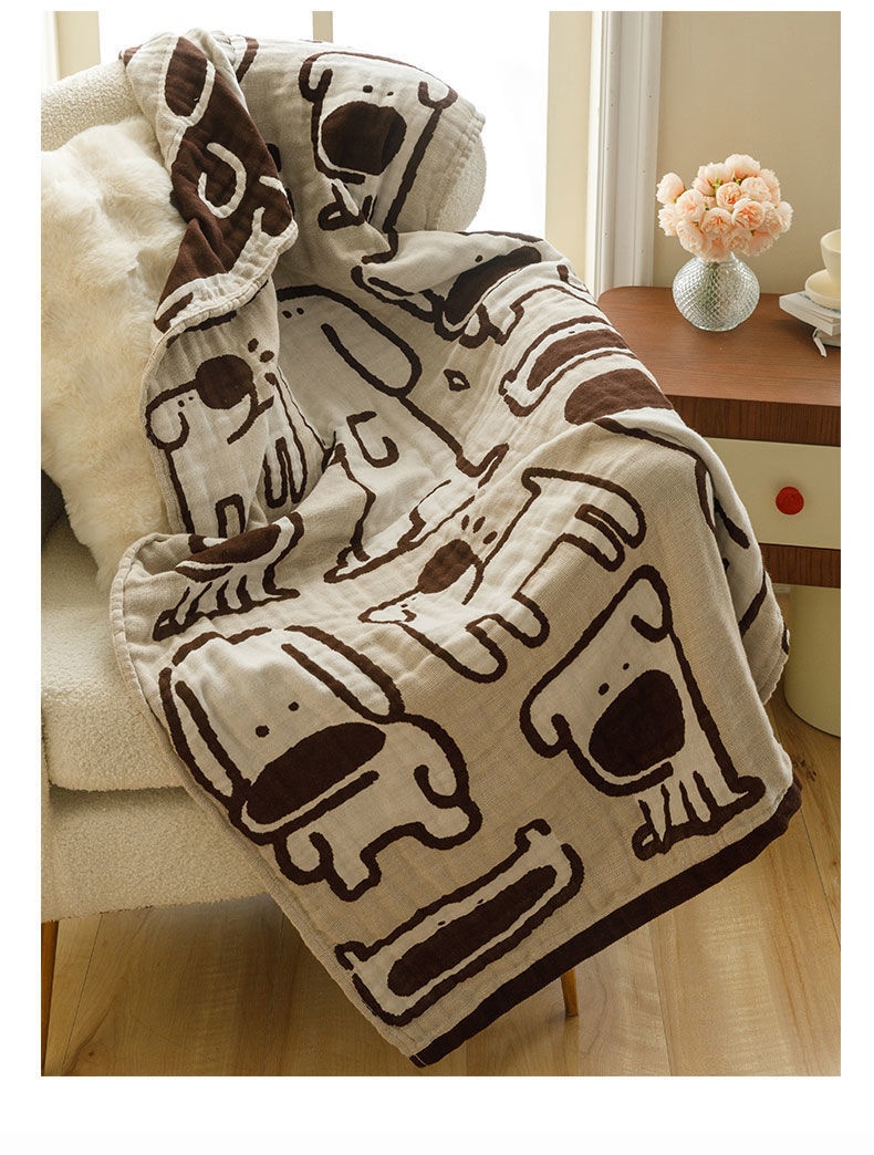 Lillian Japanese Style Cartoon Pure Four-Layer Gauze Cotton Linen Absorbent Sweat-Absorbing Quick-Dry Large Bath Towel Thin_voghion.com
