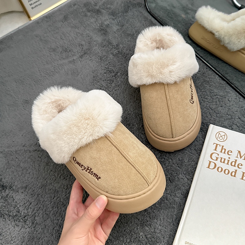 Zees Women's Cotton Autumn 2025 New Simple Fashion Indoor Home Non-Slip Furry Slippers Men Winter_voghion.com