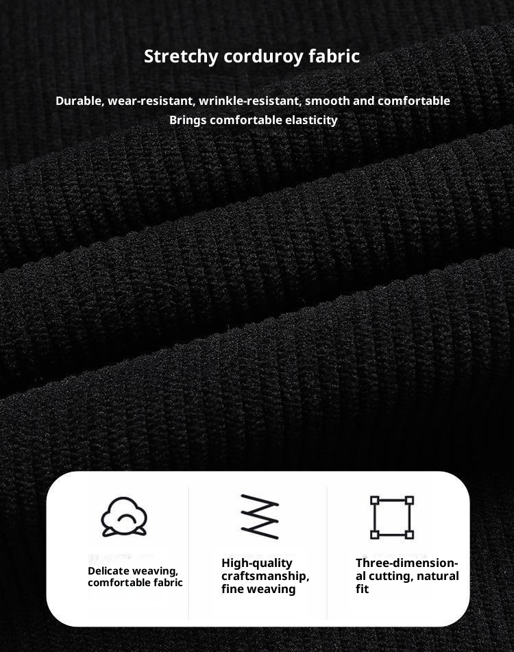 Pantaloni della tuta da uomo in velluto a coste spesso, con elastico in vita, autunno inverno, larghi e dritti, foderati in pile_voghion.com