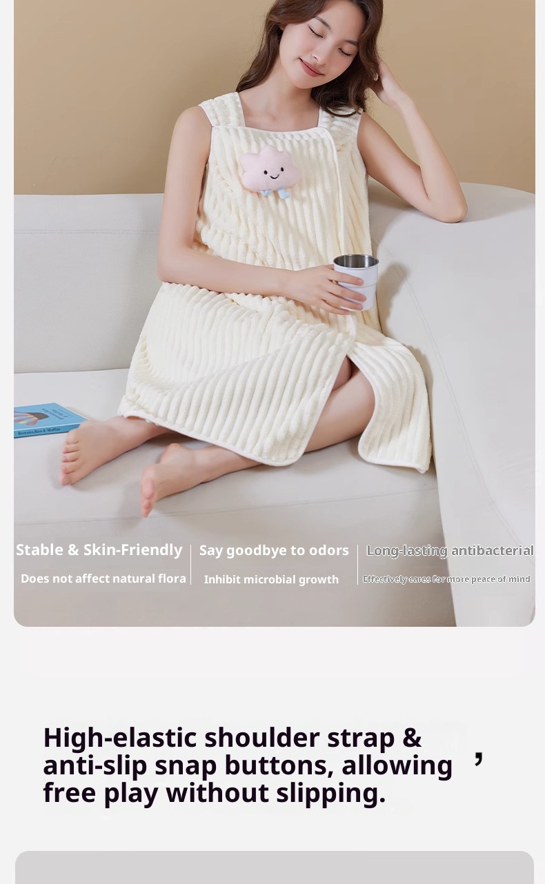 Lillian, um novo roupão de banho vestível com estampa de desenho animado fofo, mais absorvente e de secagem rápida do que o algodão puro. Ideal para uso em casa ou em casa._voghion.com