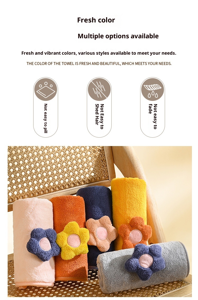 Lillian New Coral Fleece Bath Set Flower Household Face Thickened Absorbent Gift Towel Wholesale_voghion.com