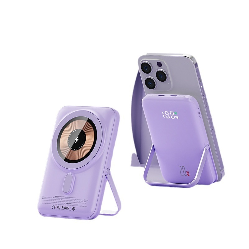 techglobe New Transparent Magnetic Wireless Power Bank 10000mAh Fast Charging Large Capacity Ultra-thin Portable Charger_voghion.com